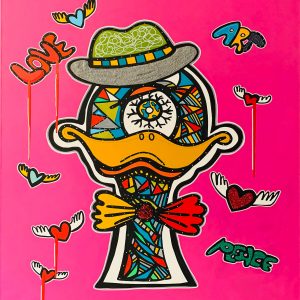 Pop Art Kunstfigur "Focky the duck with hat" / Pink des Künstlers Ali Görmez