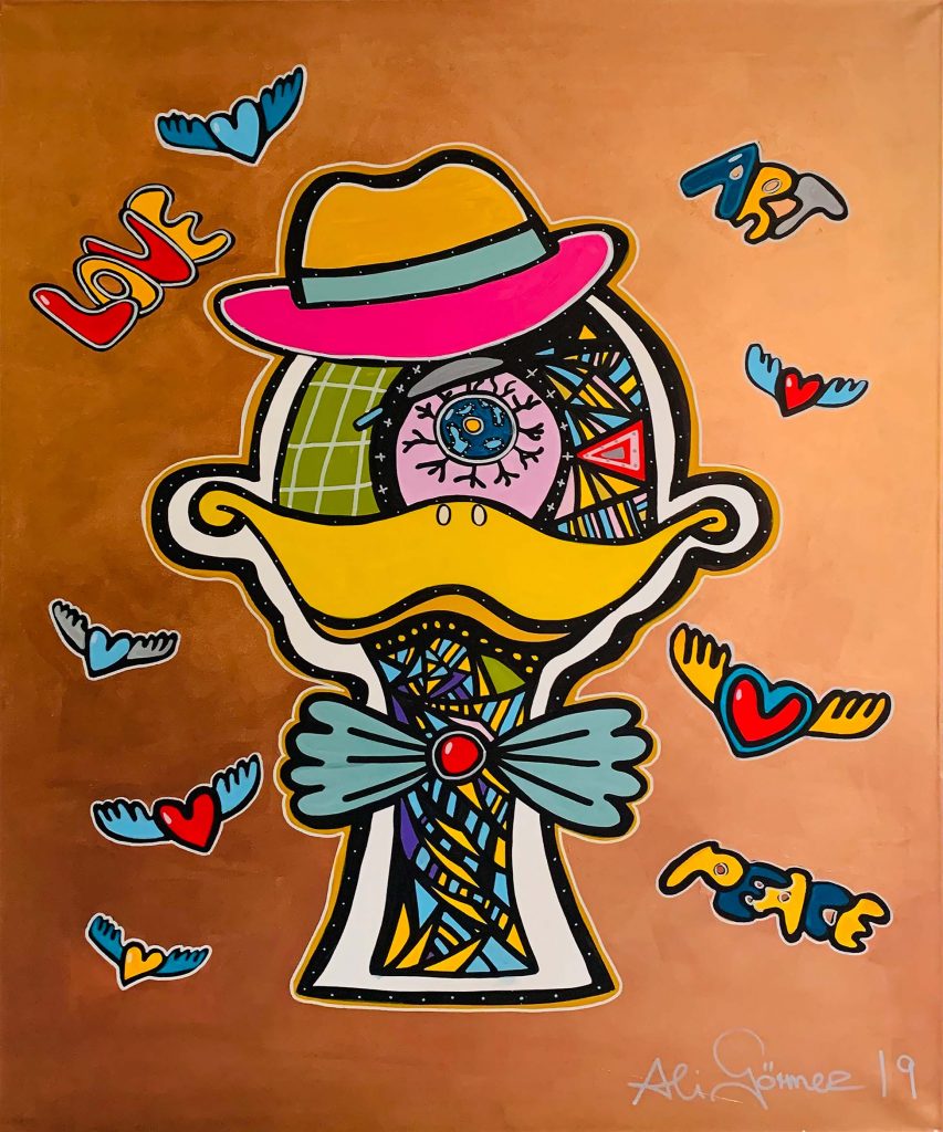 Pop Art Kunstfigur "Focky the duck with hat" /Bronze des Künstlers Ali Görmez